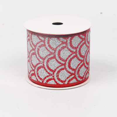 2.5''Christmas wired ribbon glitter red &nbsp;ribbon YD-GL020