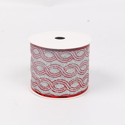 2.5''Christmas wired ribbon glitter red &nbsp;ribbon YD-GL023