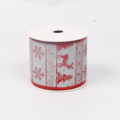 2.5''Christmas wired ribbon glitter red ribbon YD-GL022