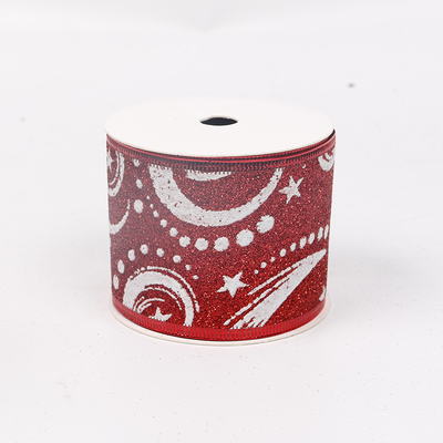 2.5''Christmas wired ribbon glitter red ribbon YD-GL016
