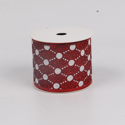 2.5''Christmas wired ribbon glitter red ribbon YD-GL012