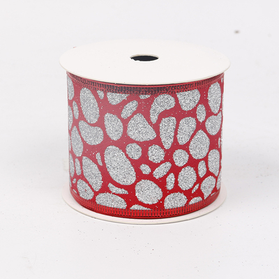 2.5''Christmas wired ribbon glitter red ribbon YD-GL021