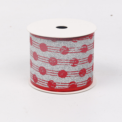 2.5''Christmas wired ribbon glitter red ribbon YD-GL019