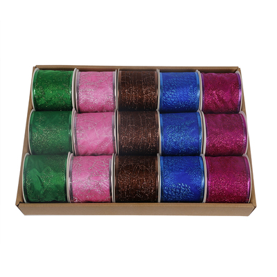 2.5''Christmas wired ribbon organza fabric ribbon with printing YD-CL044