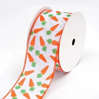carrot pattern ribbon Easter ribbon festival ribbon wired Easter gift belt(1)