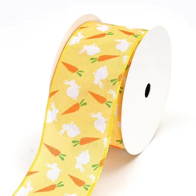 carrot pattern ribbon Easter ribbon festival ribbon wired Easter gift belt