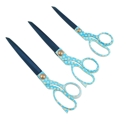 Titanium plated high-grade tailor cut titanium blue blade and floral handle SC-CS001