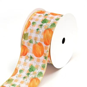 Fall ribbon Autumn maple leaf ribbon &nbsp;ribbon bow 63mm wired ribbon(1)(1)