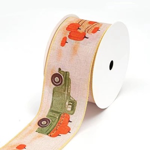 Fall ribbon Autumn maple leaf ribbon &nbsp;ribbon bow 63mm wired ribbon(1)