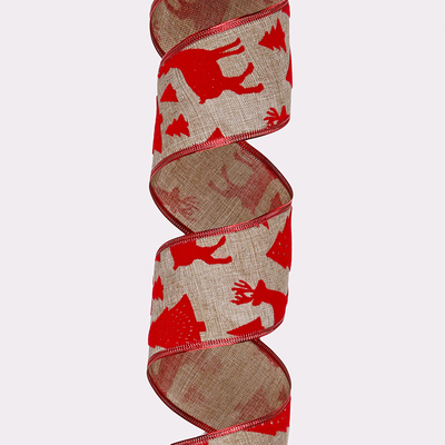 2.5''Christmas wired ribbon deer Velvet ribbon &nbsp;YD-CL059