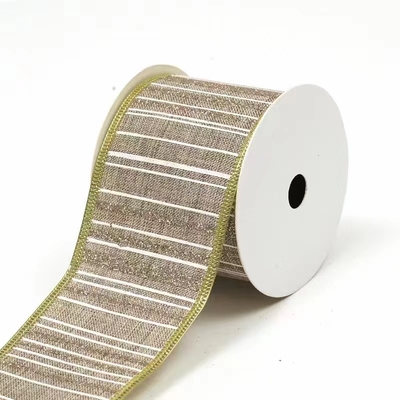 2.5" Striped Ribbon Christmas glitter ribbon YD-SR002