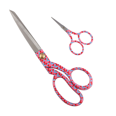 Printed Scissors pink heart: Gift Set: Dressmaking (8inch) and Embroidery (3.5inch) SC-SS009