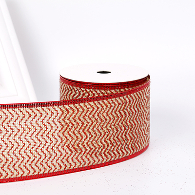 2.5" Striped Ribbon Christmas glitter ribbon YD-SR003