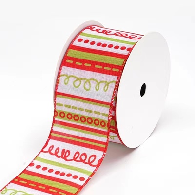 2.5''Christmas wired ribbon holo ribbon bow YD-CL024