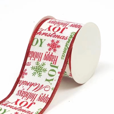2.5''Christmas wired ribbon snow-white ribbon bow YD-CL030