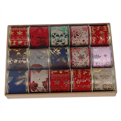 2.5''Christmas wired ribbon color printing Xmas ribbon YD-CL052
