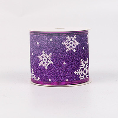 2.5''Christmas wired ribbon glitter purple ribbon ❄️ YD-GL010