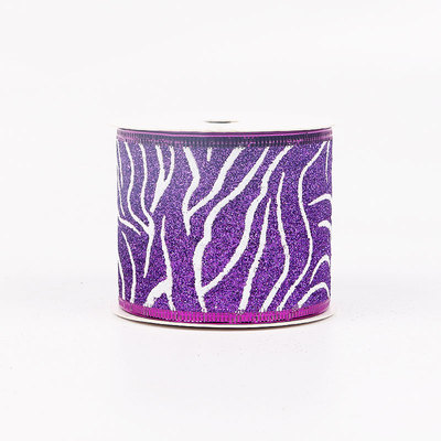 2.5''Christmas wired ribbon glitter purple ribbon YD-GL008