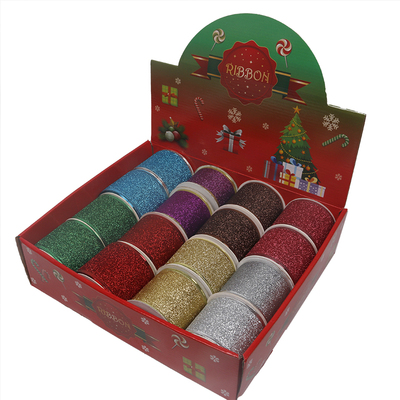 2.5''Christmas wired ribbon glitter ribbon YD-GLC001