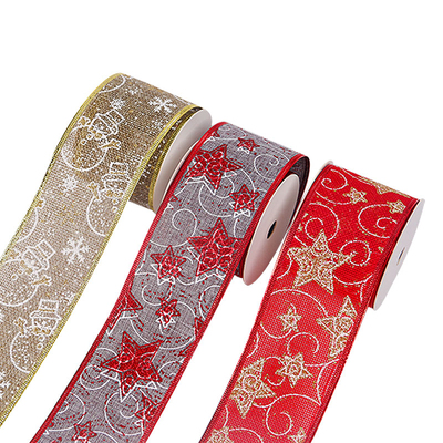 2.5''Christmas wired ribbon snowman ribbon iron glitter star YD-CL018