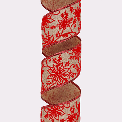 2.5''Christmas wired ribbon flower Velvet ribbon &nbsp;YD-CL056
