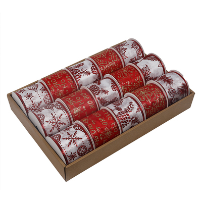 2.5''Christmas wired ribbon glitter Pattern ribbon YD-CL046