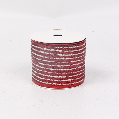2.5''Christmas wired ribbon glitter red ribbon YD-GL018
