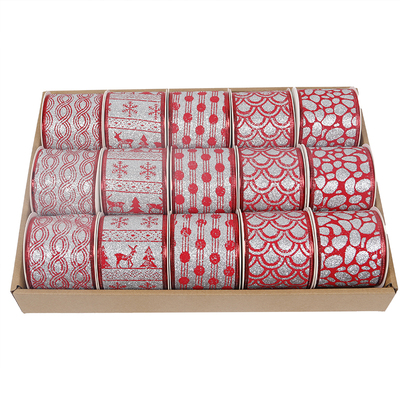 2.5''Christmas wired ribbon glitter ribbon YD-GLC005