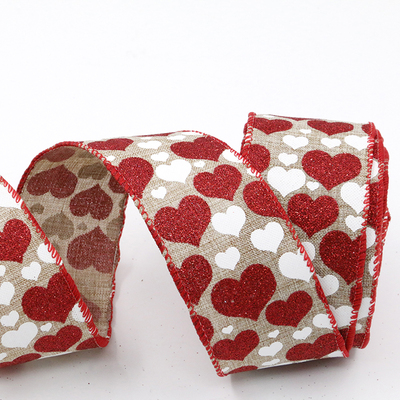 2.5" Valentine Heart Ribbon wired ribbon