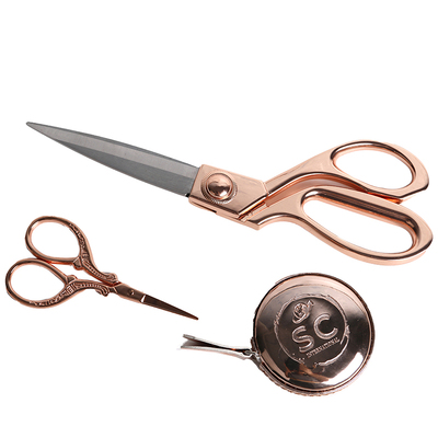 Scissors: Gift Set: Dressmaking (8inch) and Embroidery (3.5inch),measure tape 150mm rose gold