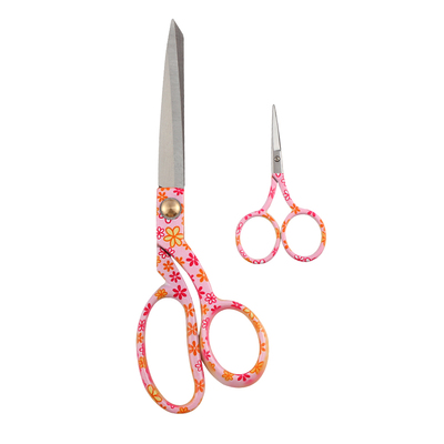 Printed Scissors colorful flower : Gift Set: Dressmaking (8inch) and Embroidery (3.5inch) SC-SS012
