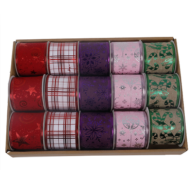 2.5''Christmas wired ribbon color printing YD-CL053