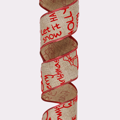 2.5''Christmas wired ribbon HOLO printing Velvet ribbon &nbsp;YD-CL055