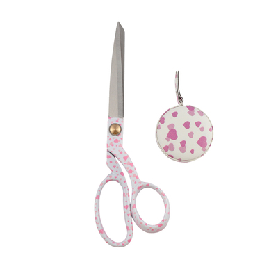 Pink Heart Scissor Gift Set: Dressmaking (8.5inch) and measure tape SC-SS015