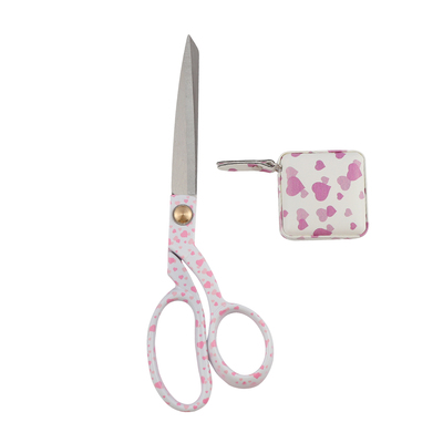 Pink Heart Scissor Gift Set: Dressmaking (8.5inch) and measure tape SC-SS014